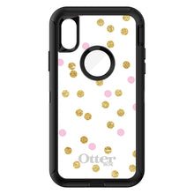 DistinctInk™ OtterBox Defender Series Case for Apple iPhone / Samsung Galaxy / Google Pixel - Pink & Gold Print - White / Pink / Gold Dots Pattern