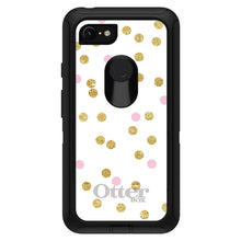DistinctInk™ OtterBox Defender Series Case for Apple iPhone / Samsung Galaxy / Google Pixel - Pink & Gold Print - White / Pink / Gold Dots Pattern