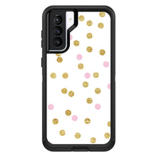 DistinctInk™ OtterBox Defender Series Case for Apple iPhone / Samsung Galaxy / Google Pixel - Pink & Gold Print - White / Pink / Gold Dots Pattern