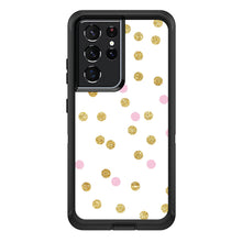 DistinctInk™ OtterBox Defender Series Case for Apple iPhone / Samsung Galaxy / Google Pixel - Pink & Gold Print - White / Pink / Gold Dots Pattern