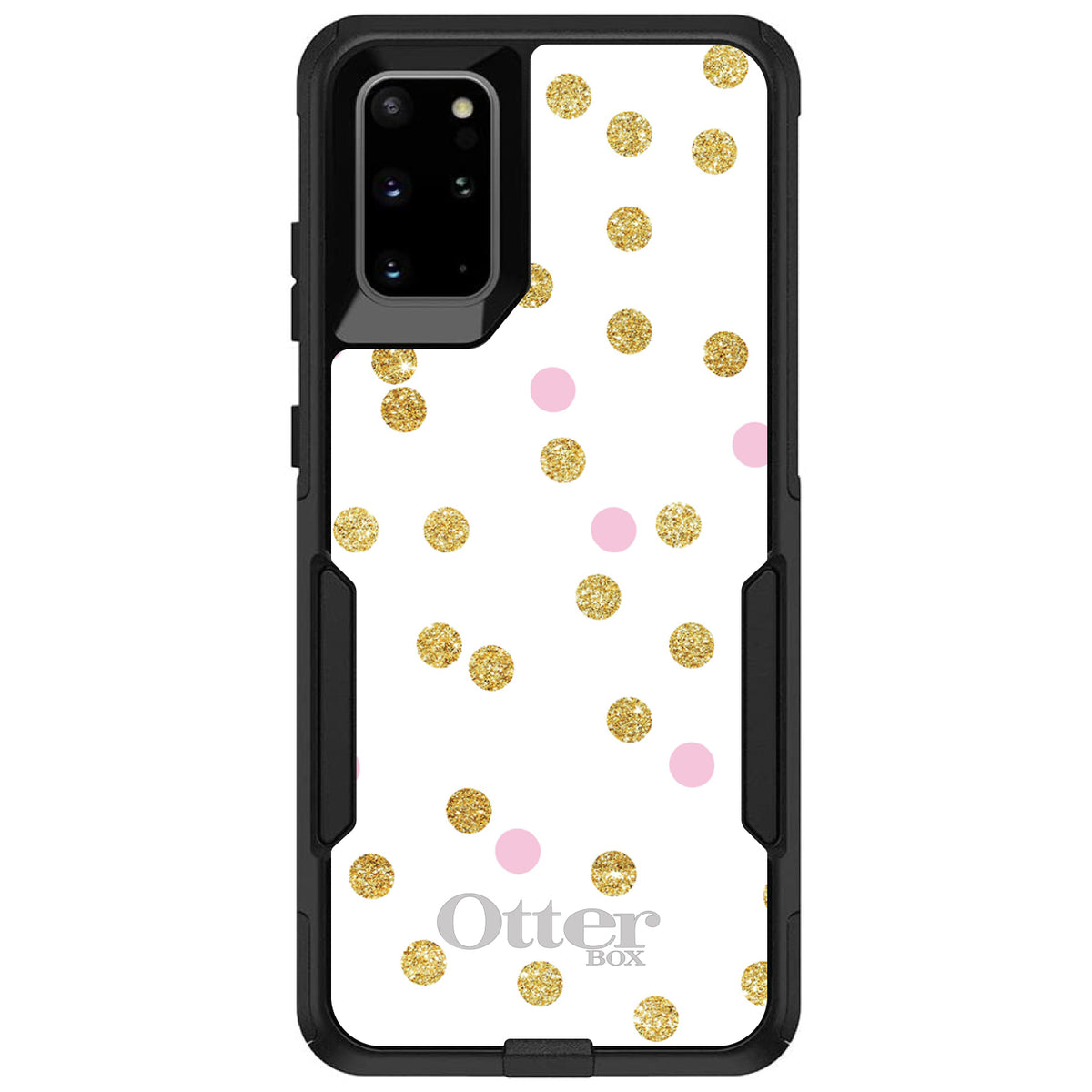 Pink & Gold Print, White / Pink / Gold Dots Pattern OtterBox Commuter Case for iPhone & Galaxy, view 6