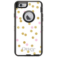 DistinctInk™ OtterBox Defender Series Case for Apple iPhone / Samsung Galaxy / Google Pixel - Pink & Gold Print - White / Pink / Gold Dots Pattern