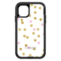 Pink & Gold Print, White / Pink / Gold Dots Pattern OtterBox Defender Case for iPhone & Galaxy, view 2