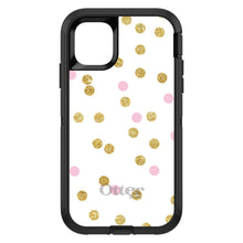 DistinctInk™ OtterBox Defender Series Case for Apple iPhone / Samsung Galaxy / Google Pixel - Pink & Gold Print - White / Pink / Gold Dots Pattern