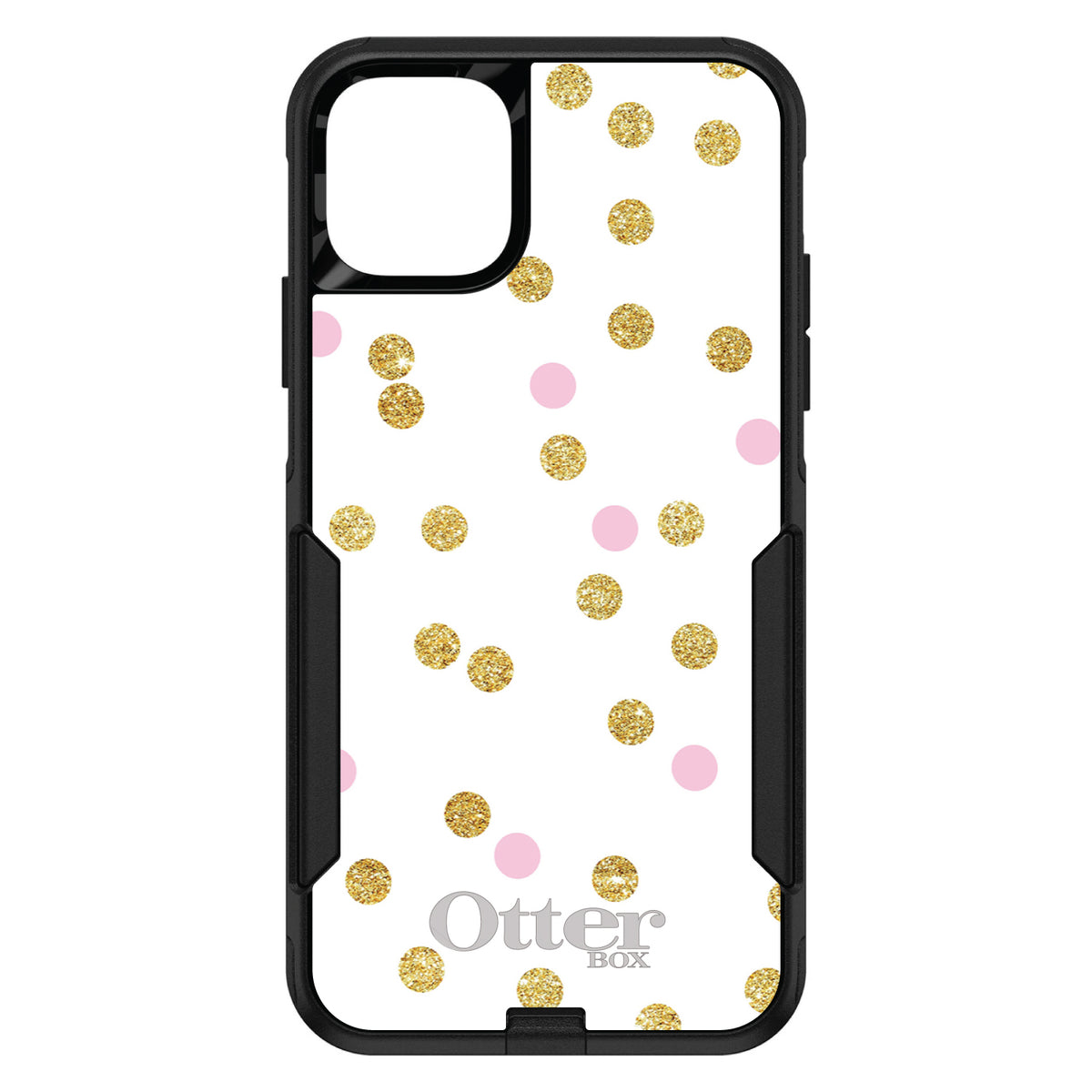 Pink & Gold Print, White / Pink / Gold Dots Pattern OtterBox Commuter Case for iPhone & Galaxy, view 2