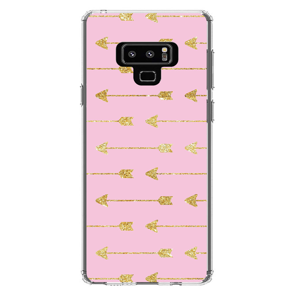 Pink & Gold Print, Arrows Pattern Clear Shockproof iPhone Case, view 11