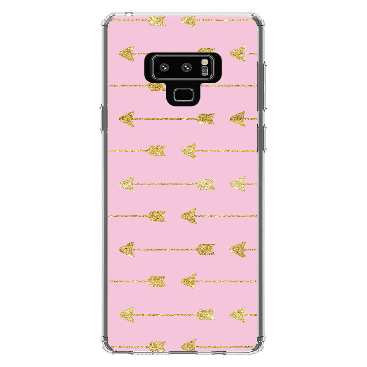 Pink & Gold Print, Arrows Pattern Clear Shockproof iPhone Case, view 11