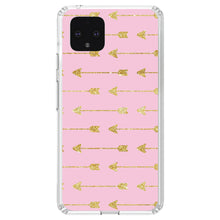 DistinctInk® Clear Shockproof Hybrid Case for Apple iPhone / Samsung Galaxy / Google Pixel - Pink & Gold Print - Arrows Pattern