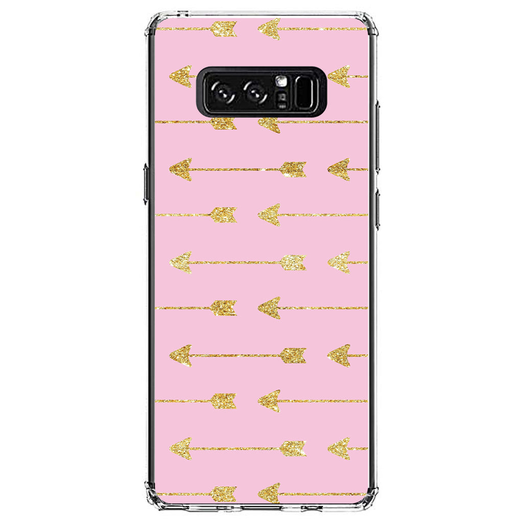 Pink & Gold Print, Arrows Pattern Clear Shockproof iPhone Case, view 12