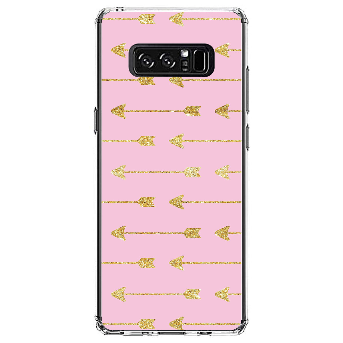 Pink & Gold Print, Arrows Pattern Clear Shockproof iPhone Case, view 12