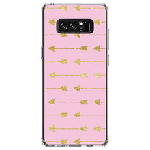 DistinctInk® Clear Shockproof Hybrid Case for Apple iPhone / Samsung Galaxy / Google Pixel - Pink & Gold Print - Arrows Pattern