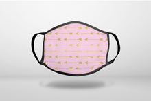 Pink & Gold Print - Arrows Pattern - 3-Ply Reusable Soft Face Mask Covering, Unisex, Cotton Inner Layer