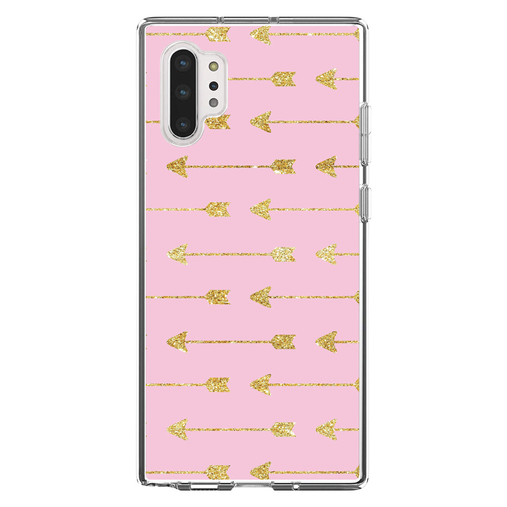 Pink & Gold Print, Arrows Pattern Clear Shockproof iPhone Case, view 10