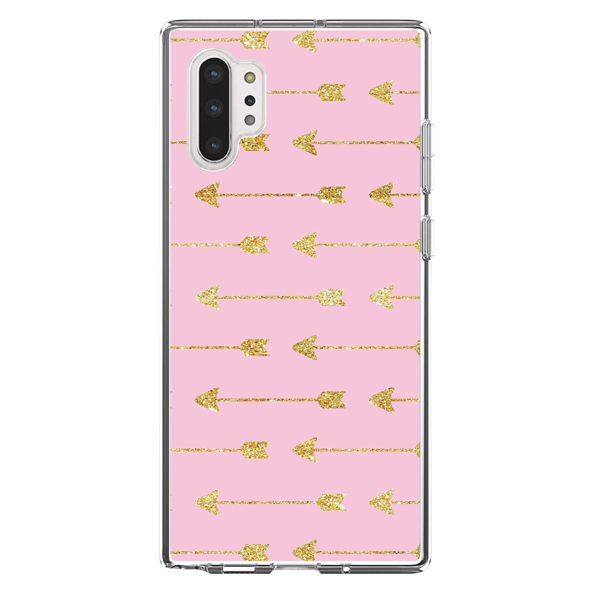 Pink & Gold Print, Arrows Pattern Clear Shockproof iPhone Case, view 10