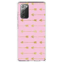 DistinctInk® Clear Shockproof Hybrid Case for Apple iPhone / Samsung Galaxy / Google Pixel - Pink & Gold Print - Arrows Pattern