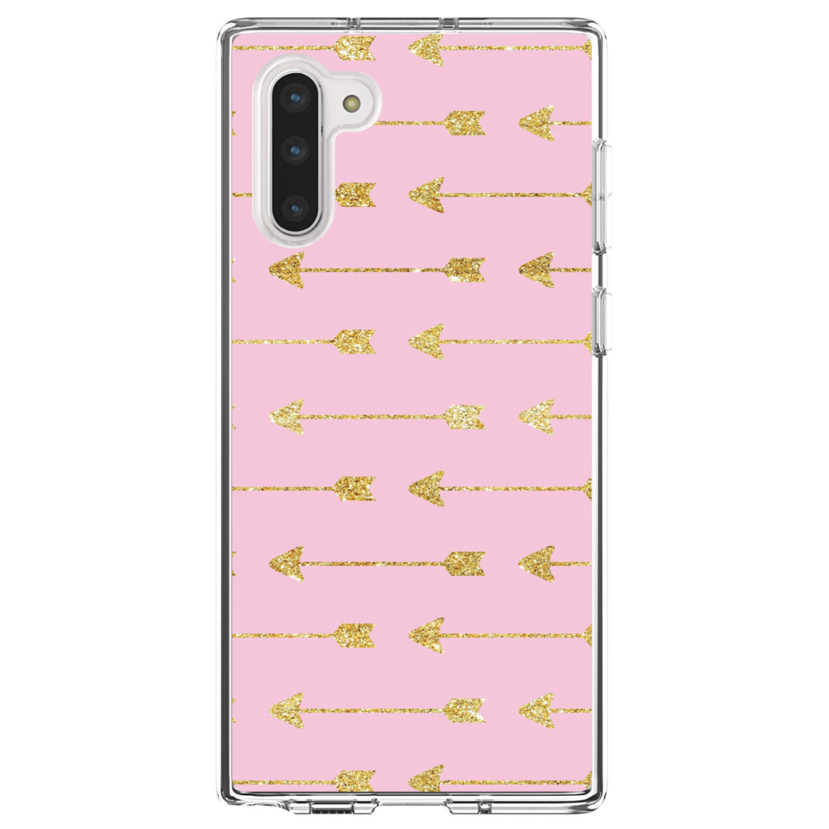 Pink & Gold Print, Arrows Pattern Clear Shockproof iPhone Case, view 9