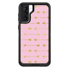 DistinctInk™ OtterBox Defender Series Case for Apple iPhone / Samsung Galaxy / Google Pixel - Pink & Gold Print - Arrows Pattern