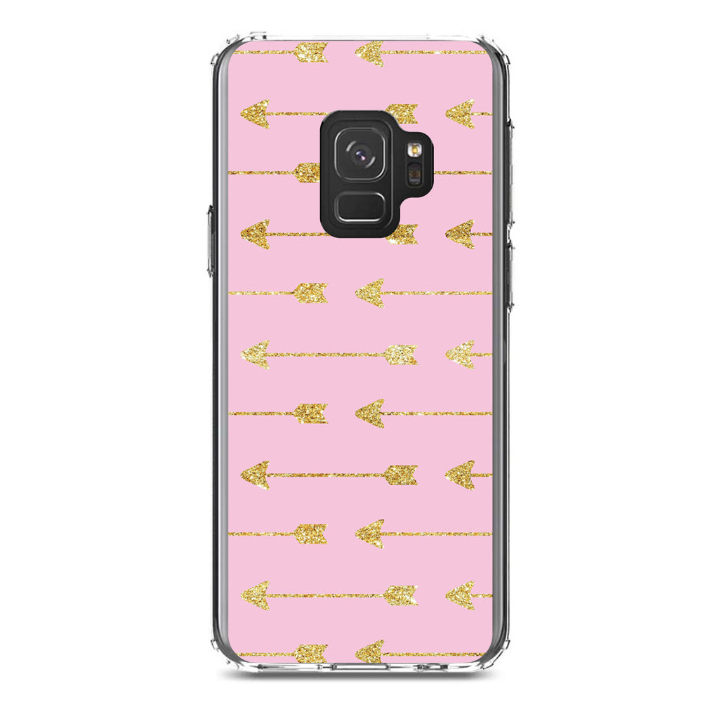 Pink & Gold Print, Arrows Pattern Clear Shockproof iPhone Case, view 19