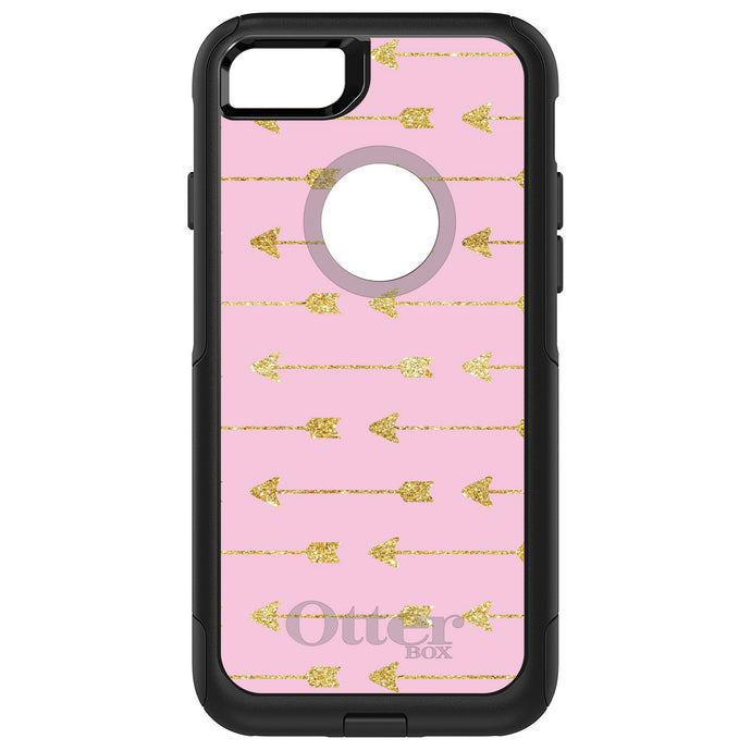 DistinctInk OtterBox Commuter Series Case for Apple iPhone or Samsung Galaxy - Pink & Gold Print - Arrows Pattern