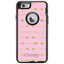 DistinctInk™ OtterBox Defender Series Case for Apple iPhone / Samsung Galaxy / Google Pixel - Pink & Gold Print - Arrows Pattern