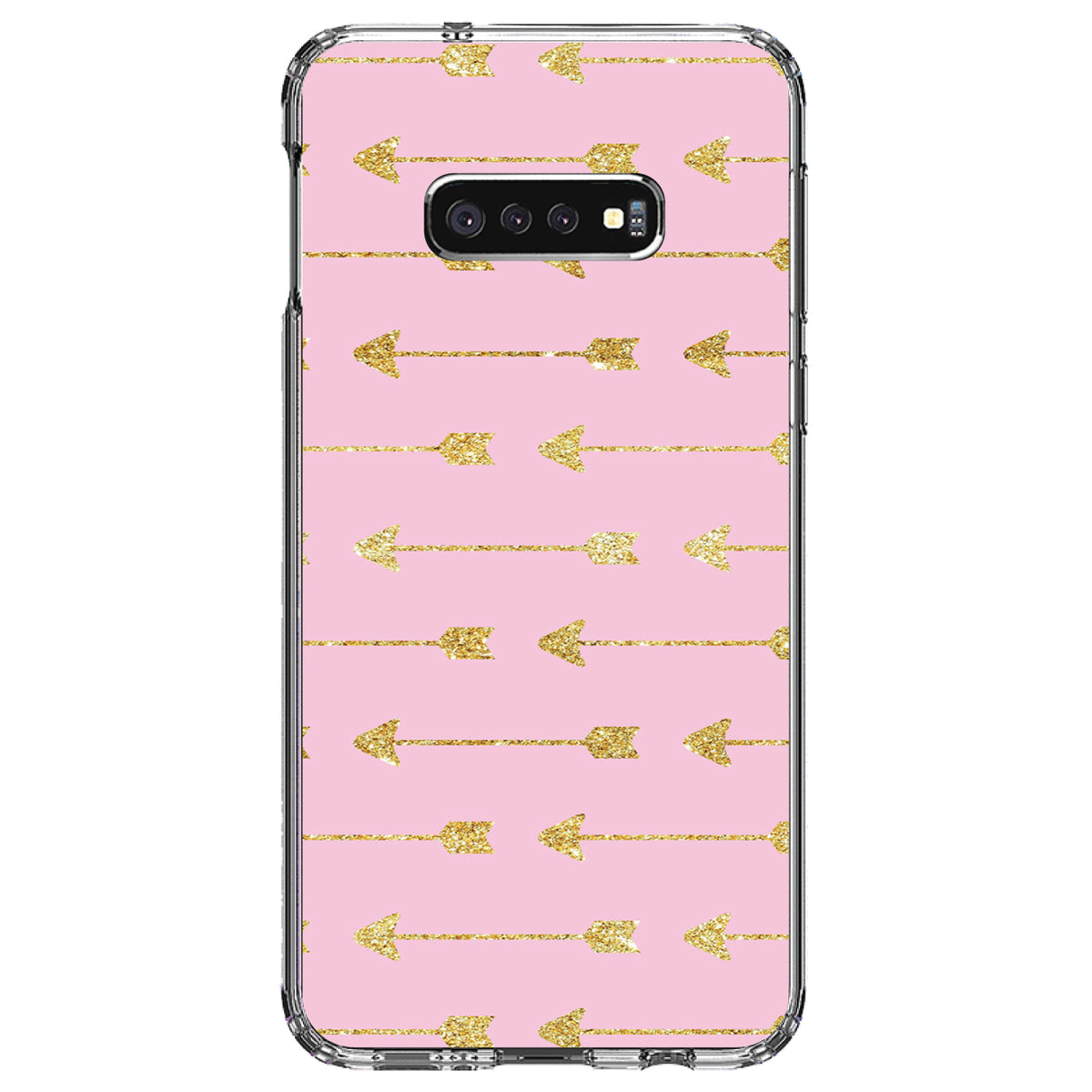 Pink & Gold Print, Arrows Pattern Clear Shockproof iPhone Case, view 18