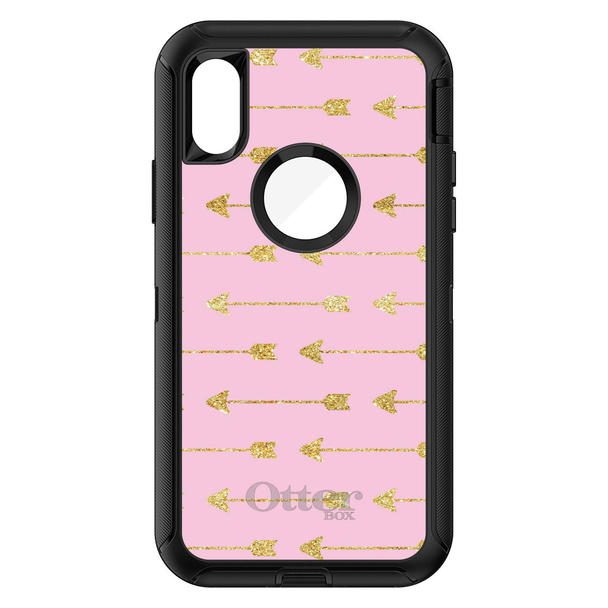 Pink & Gold Print, Arrows Pattern OtterBox Defender Case for iPhone & Galaxy, view 3