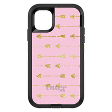 DistinctInk™ OtterBox Defender Series Case for Apple iPhone / Samsung Galaxy / Google Pixel - Pink & Gold Print - Arrows Pattern