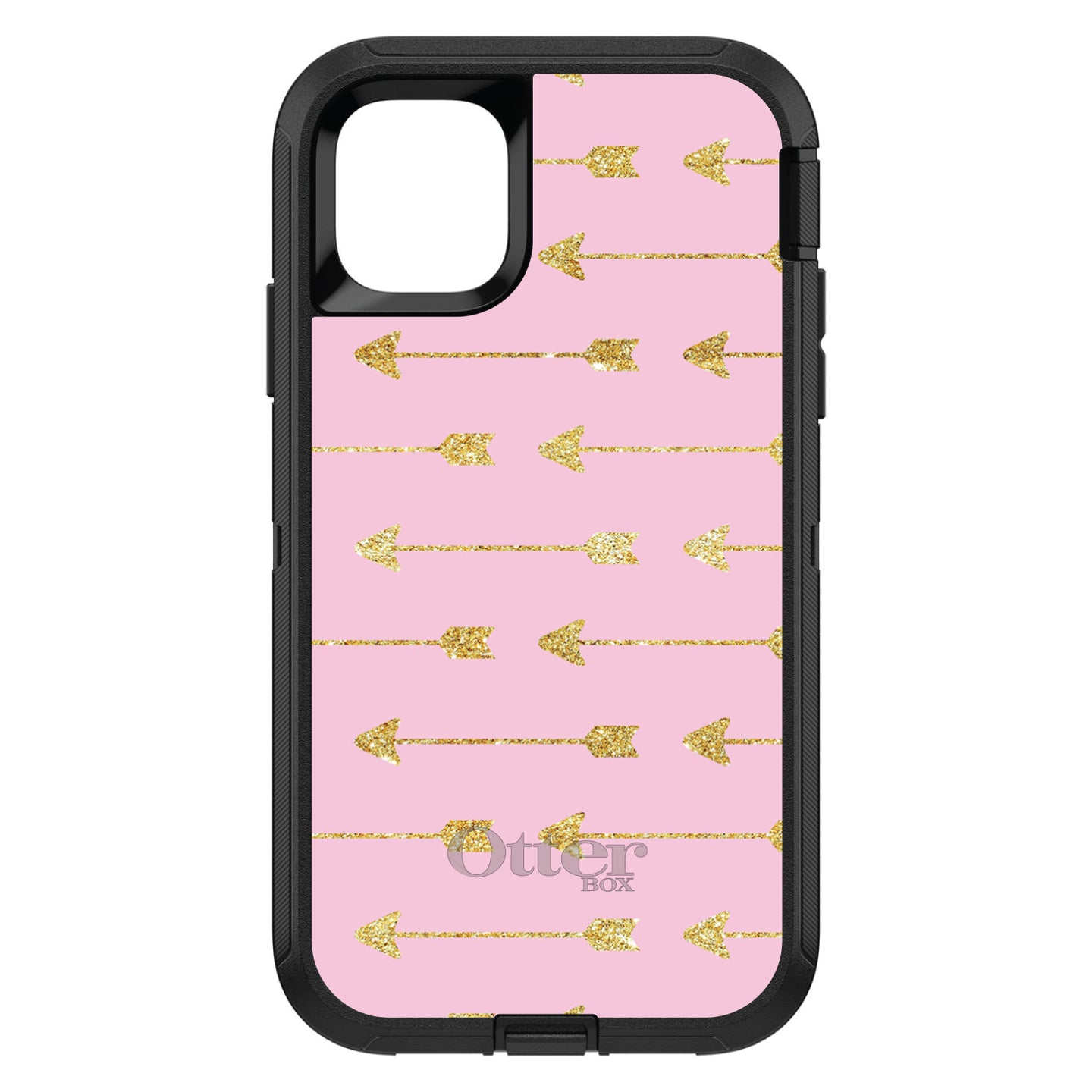 DistinctInk™ OtterBox Defender Series Case for Apple iPhone / Samsung Galaxy / Google Pixel - Pink & Gold Print - Arrows Pattern