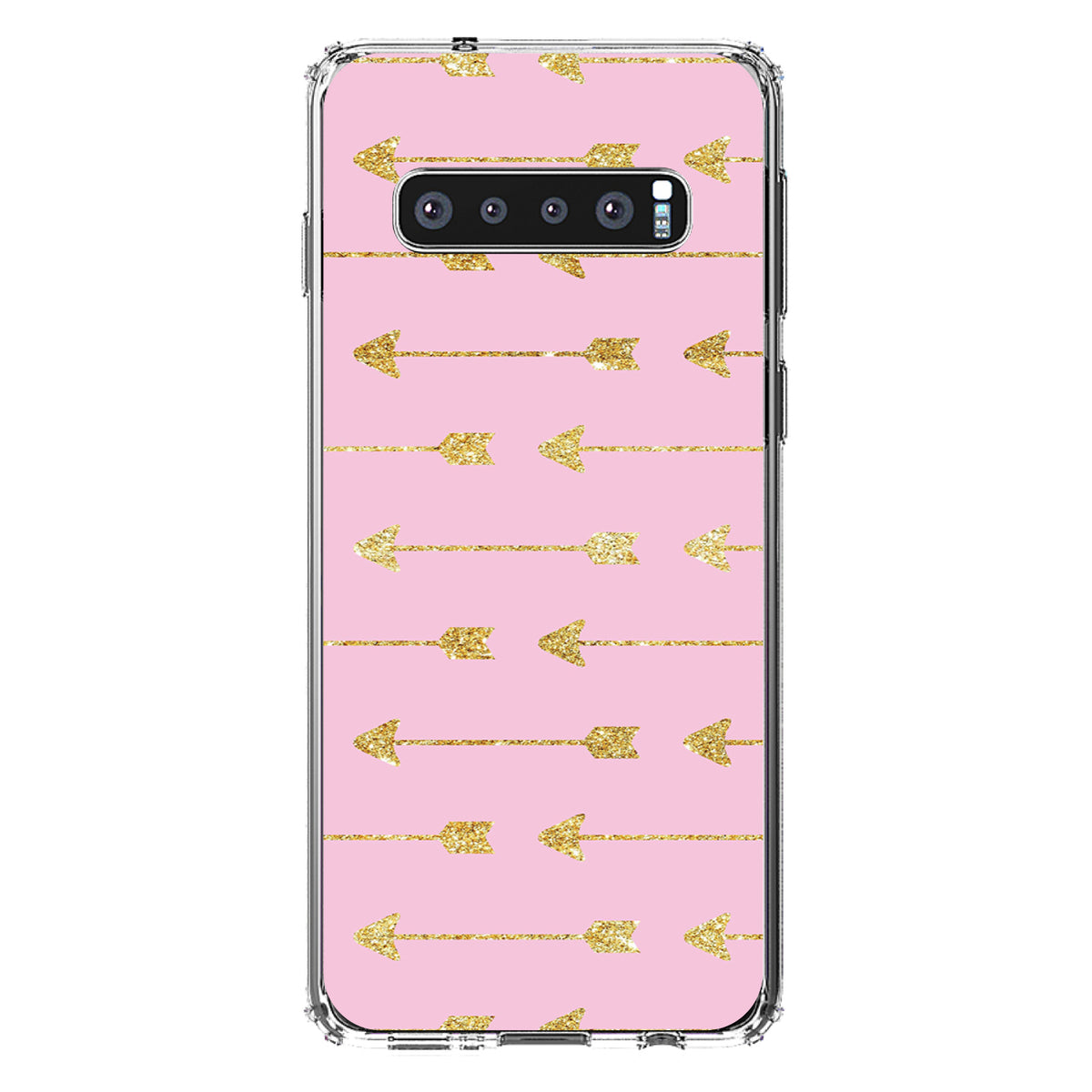 Pink & Gold Print, Arrows Pattern Clear Shockproof iPhone Case, view 16