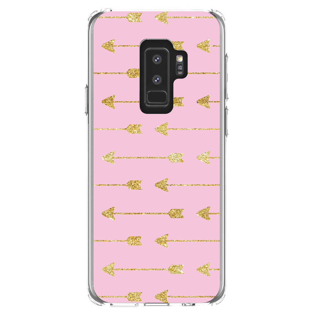 Pink & Gold Print, Arrows Pattern Clear Shockproof iPhone Case, view 20