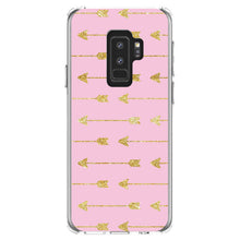 DistinctInk® Clear Shockproof Hybrid Case for Apple iPhone / Samsung Galaxy / Google Pixel - Pink & Gold Print - Arrows Pattern