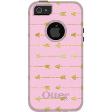 DistinctInk OtterBox Commuter Series Case for Apple iPhone or Samsung Galaxy - Pink & Gold Print - Arrows Pattern