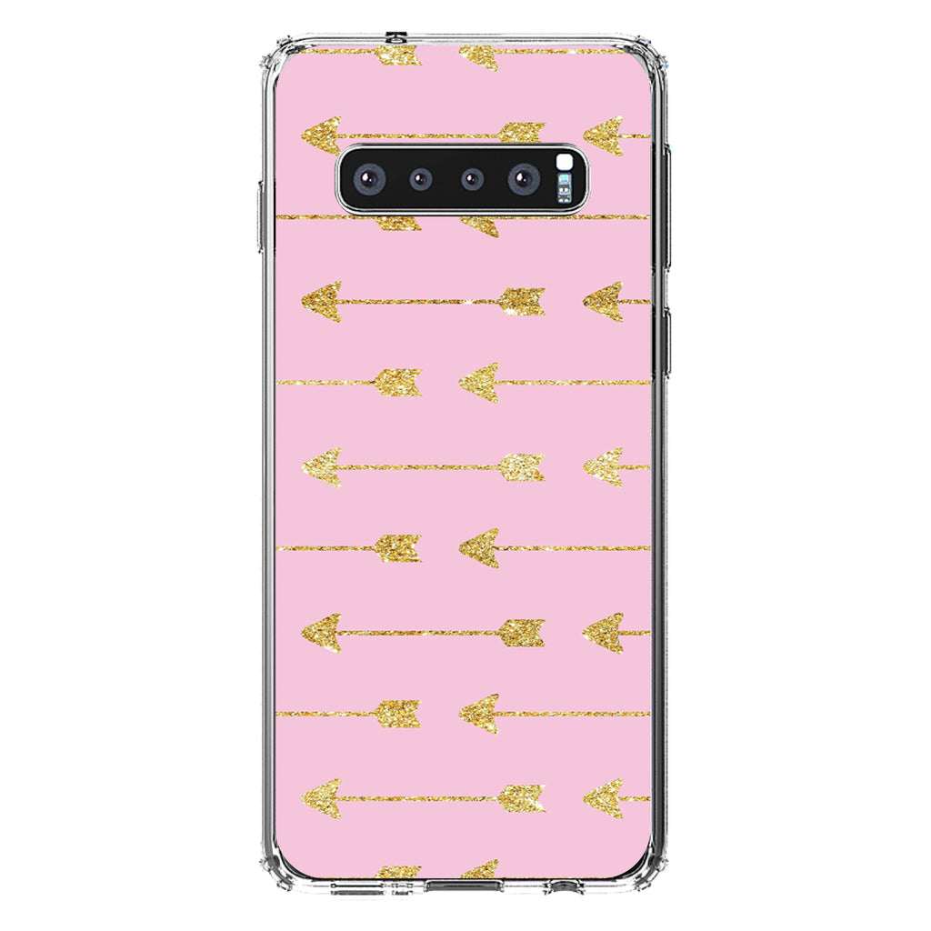 Pink & Gold Print, Arrows Pattern Clear Shockproof iPhone Case, view 17