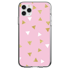 DistinctInk® Clear Shockproof Hybrid Case for Apple iPhone / Samsung Galaxy / Google Pixel - Pink & Gold Print - Triangles Pattern