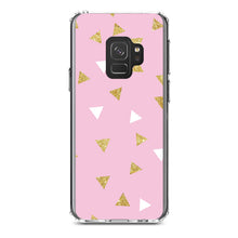 DistinctInk® Clear Shockproof Hybrid Case for Apple iPhone / Samsung Galaxy / Google Pixel - Pink & Gold Print - Triangles Pattern