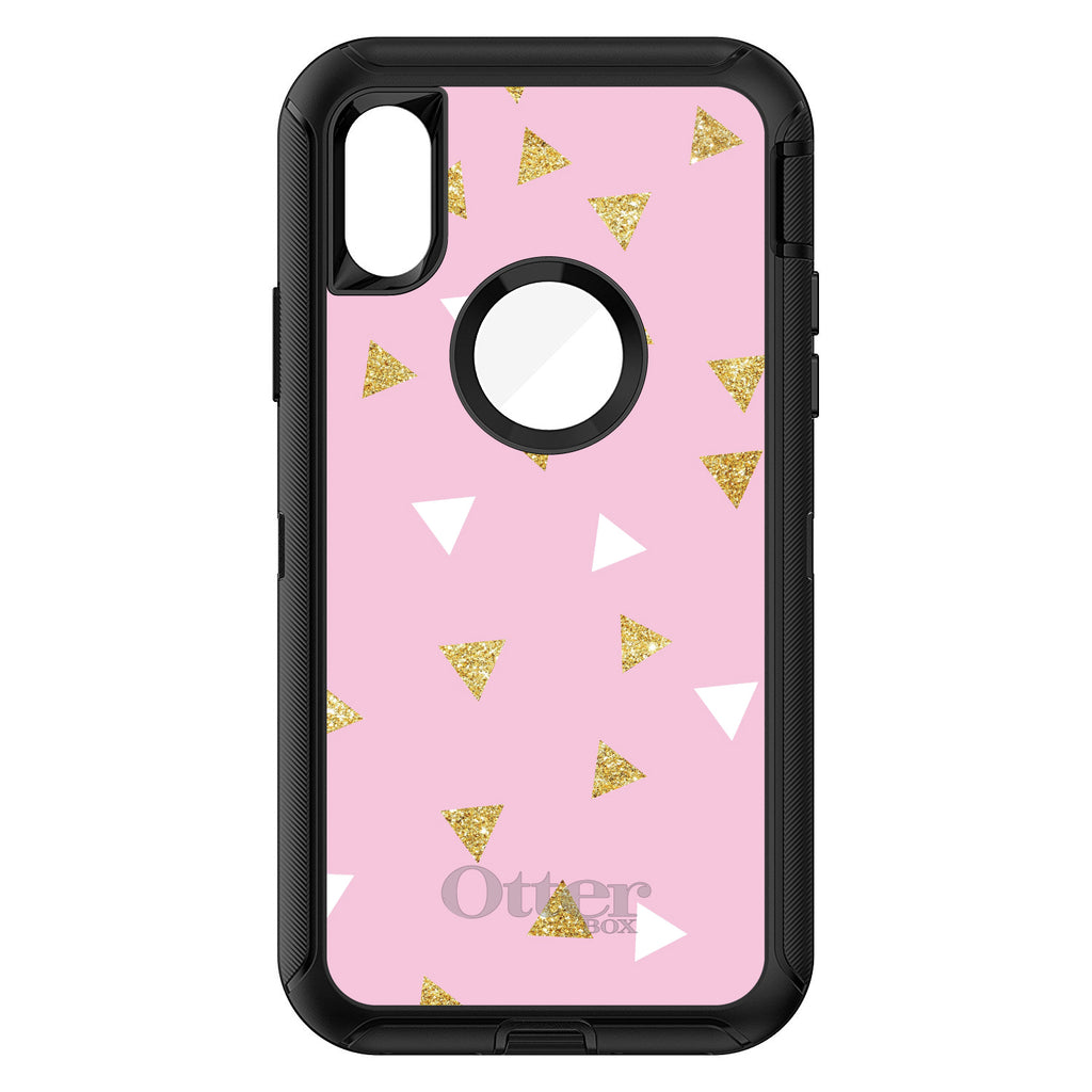 Pink & Gold Print, Triangles Pattern OtterBox Defender Case for iPhone & Galaxy, view 3