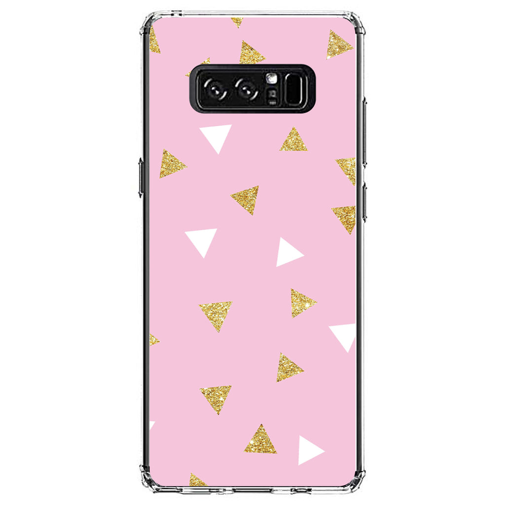Pink & Gold Print, Triangles Pattern Clear Shockproof iPhone Case, view 12