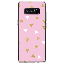 DistinctInk® Clear Shockproof Hybrid Case for Apple iPhone / Samsung Galaxy / Google Pixel - Pink & Gold Print - Triangles Pattern