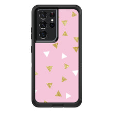DistinctInk™ OtterBox Defender Series Case for Apple iPhone / Samsung Galaxy / Google Pixel - Pink & Gold Print - Triangles Pattern