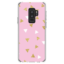 DistinctInk® Clear Shockproof Hybrid Case for Apple iPhone / Samsung Galaxy / Google Pixel - Pink & Gold Print - Triangles Pattern