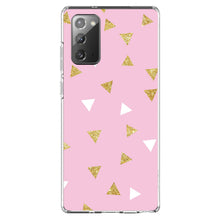DistinctInk® Clear Shockproof Hybrid Case for Apple iPhone / Samsung Galaxy / Google Pixel - Pink & Gold Print - Triangles Pattern