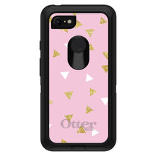 DistinctInk™ OtterBox Defender Series Case for Apple iPhone / Samsung Galaxy / Google Pixel - Pink & Gold Print - Triangles Pattern