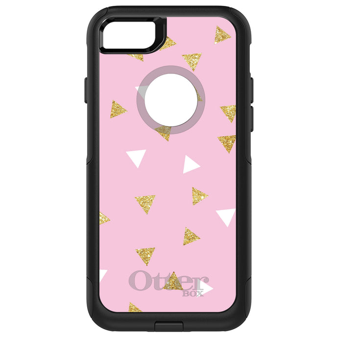 DistinctInk OtterBox Commuter Series Case for Apple iPhone or Samsung Galaxy - Pink & Gold Print - Triangles Pattern