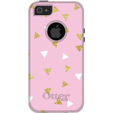 DistinctInk OtterBox Commuter Series Case for Apple iPhone or Samsung Galaxy - Pink & Gold Print - Triangles Pattern