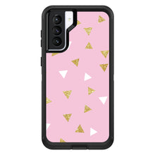 DistinctInk™ OtterBox Defender Series Case for Apple iPhone / Samsung Galaxy / Google Pixel - Pink & Gold Print - Triangles Pattern