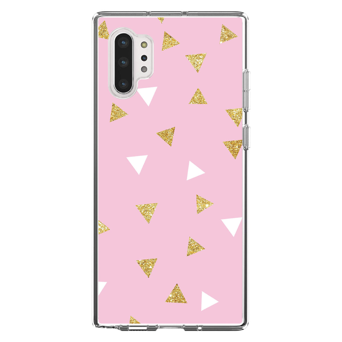 Pink & Gold Print, Triangles Pattern Clear Shockproof iPhone Case, view 10