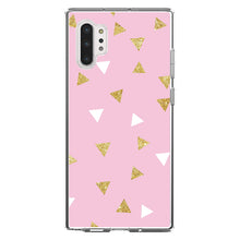 DistinctInk® Clear Shockproof Hybrid Case for Apple iPhone / Samsung Galaxy / Google Pixel - Pink & Gold Print - Triangles Pattern