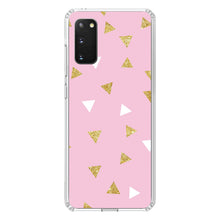 DistinctInk® Clear Shockproof Hybrid Case for Apple iPhone / Samsung Galaxy / Google Pixel - Pink & Gold Print - Triangles Pattern