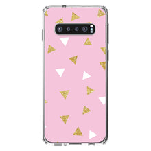 DistinctInk® Clear Shockproof Hybrid Case for Apple iPhone / Samsung Galaxy / Google Pixel - Pink & Gold Print - Triangles Pattern