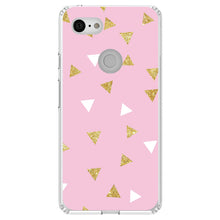 DistinctInk® Clear Shockproof Hybrid Case for Apple iPhone / Samsung Galaxy / Google Pixel - Pink & Gold Print - Triangles Pattern